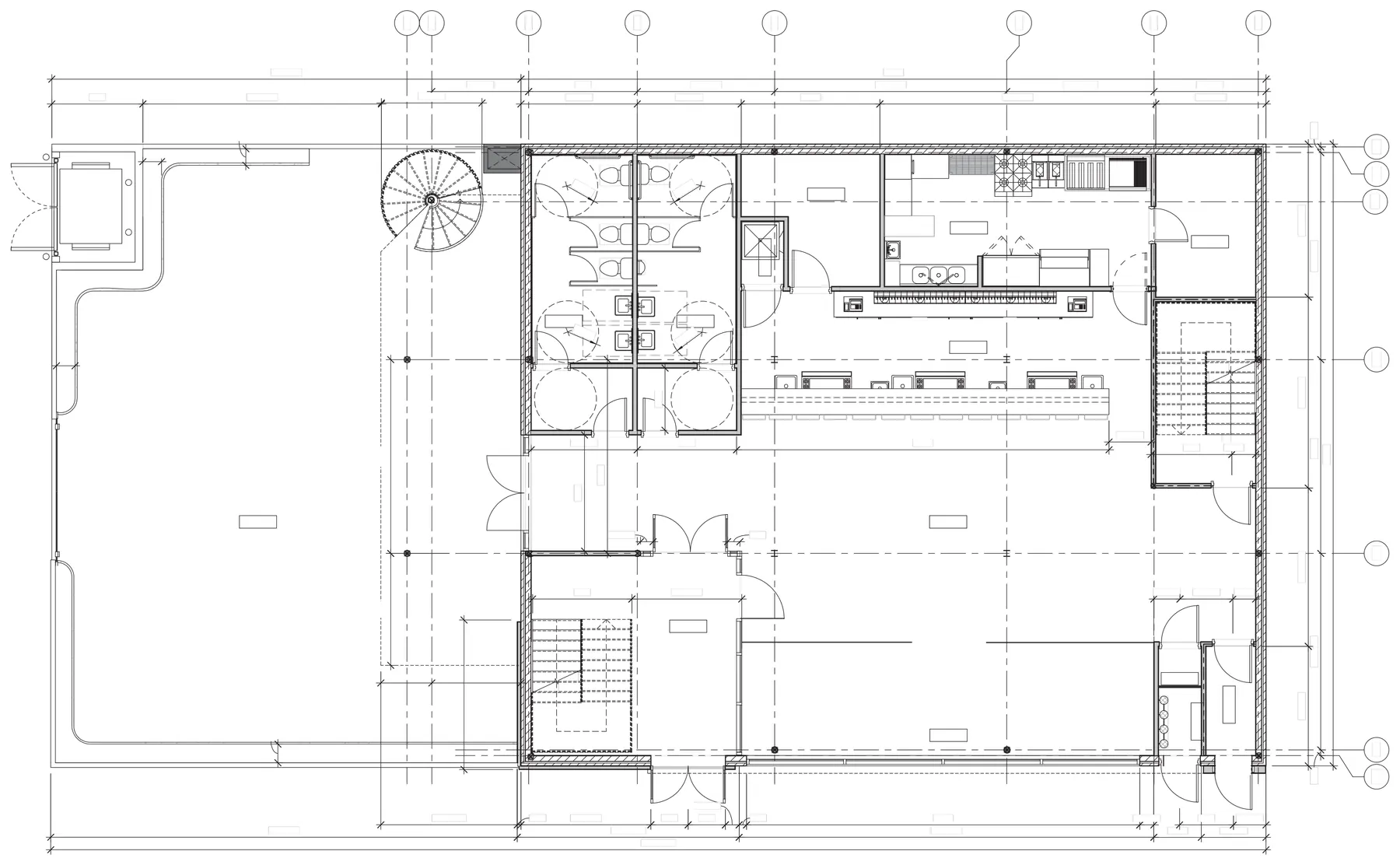 First floor plan, Bauhaus, 1803 Pease St, Downtown Houston TX