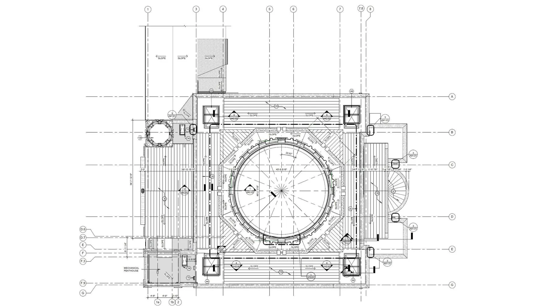 Reflected ceiling plan, Annunciation Greek Orthodox Cathedral, 3511 Yoakum Blvd, Montrose, Houston TX